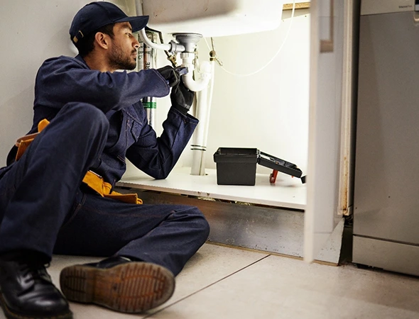 Local handyman service technician repairing a sink drain to show the benefits of choosing professional home maintenance.